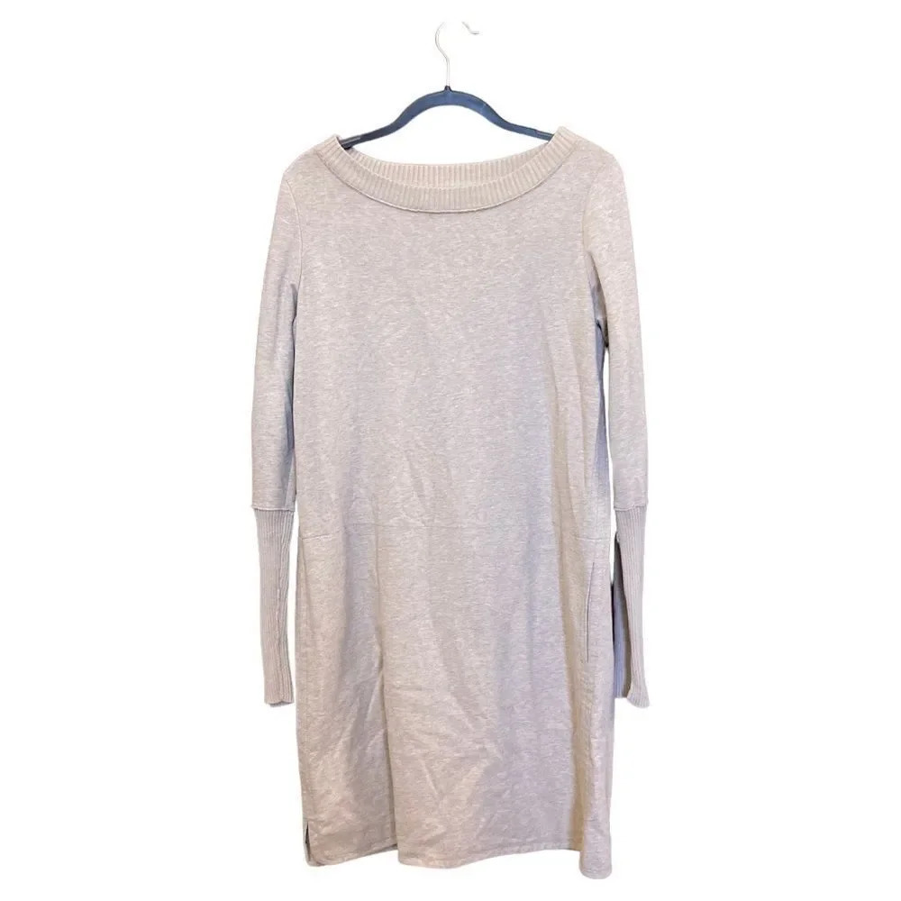 LAFAYETTE 148 Beige Long Sleeve Jersey Knit Sweater Dress Size Large